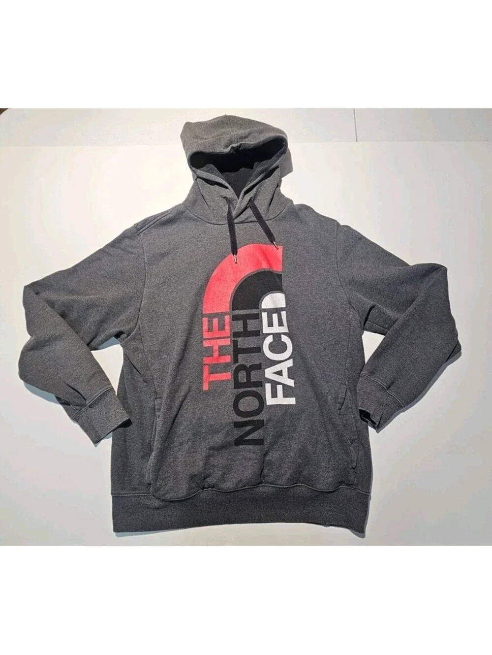 The North Face Hoodie Men's Large Gray Pullover Big Logo Sweatshirt Regular LG